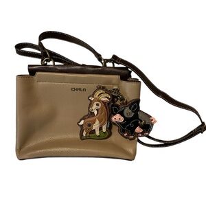 Chala Brown Crossbody Bag with Animal Charms NWOT